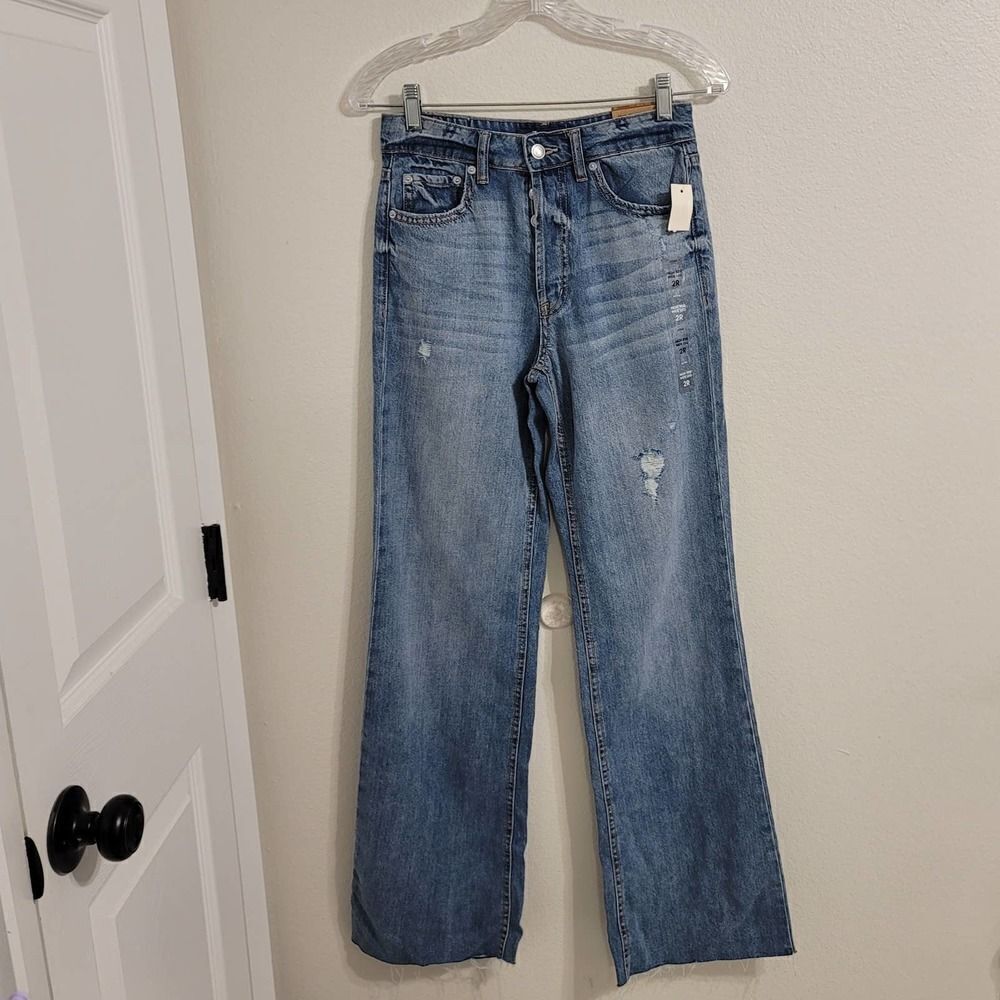 NWT Aero Distressed High Rise Wide Leg Jeans Sz 2R